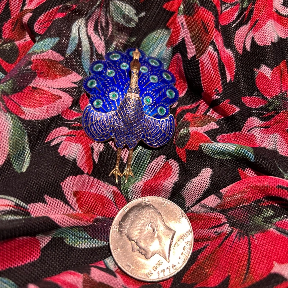 One of a kind Vintage S925 peacock brooch - Picture 4 of 8